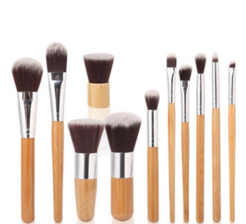 Wood color makeup brush set - Shopkennedybeautybar